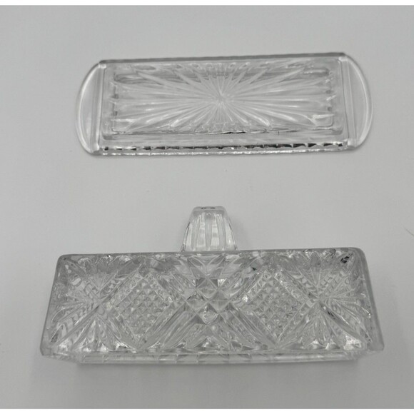 Vintage Crystal Butter Dish with Lid - Picture 4 of 5